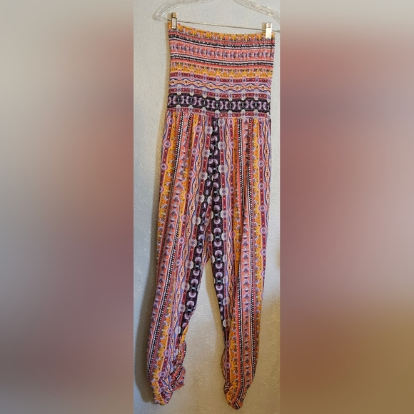 No Comment NY.LA Multicolor Bohemian Strapless Tube Top Jumpsuit Size L - Picture 2 of 8